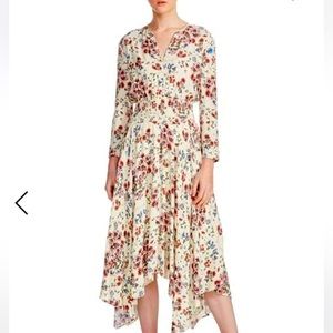 NWT Maje Rayne Handkerchief Midi Dress In Imprime